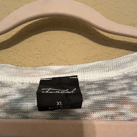 Inoah Knit V Neck Top Womens XL Multicolor Abstract Print 3/4 Sleeve Boho Artsy - Picture 6 of 6